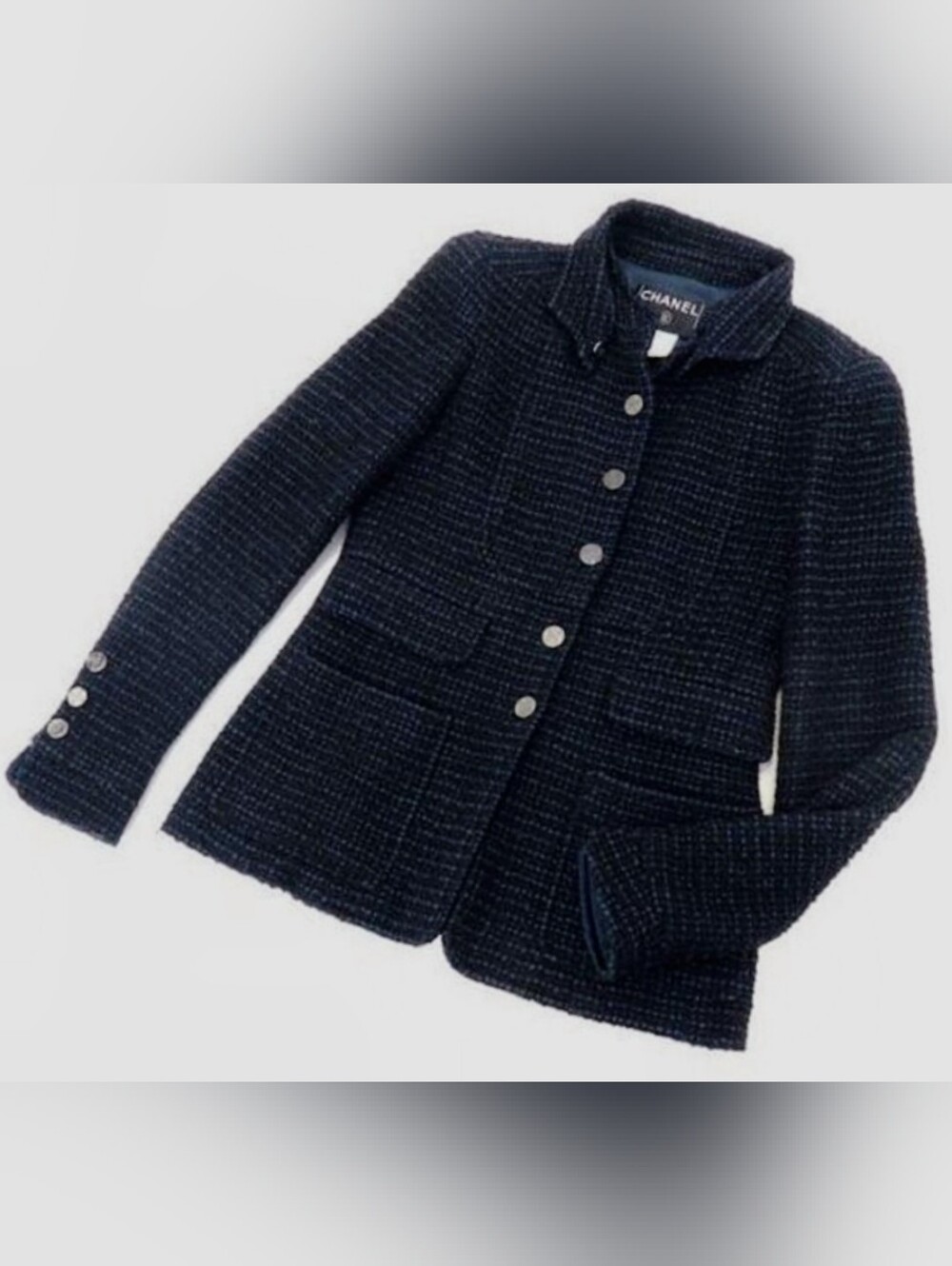 CHANEL Authentic $5,200 Tweed Jacket Size 36 FR (4 US, Fits Small) Navy/Black